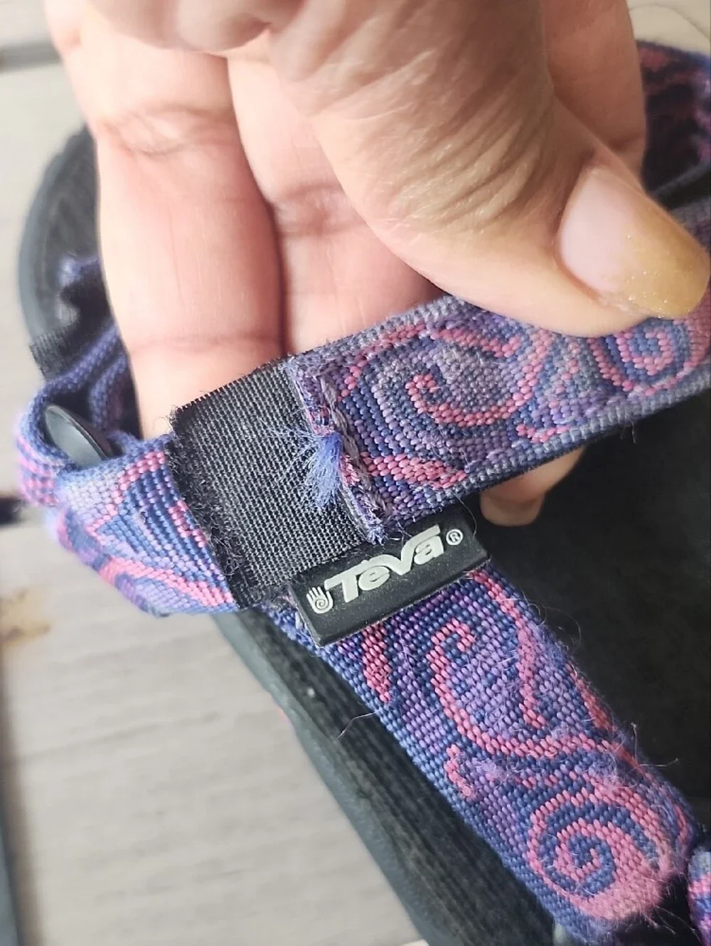 Teva Kids Black Sandals with Purple Pink Patterned Straps